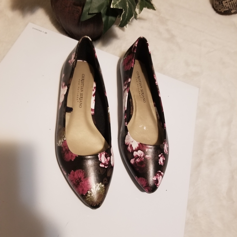 Christian Siriano Black Floral Flats